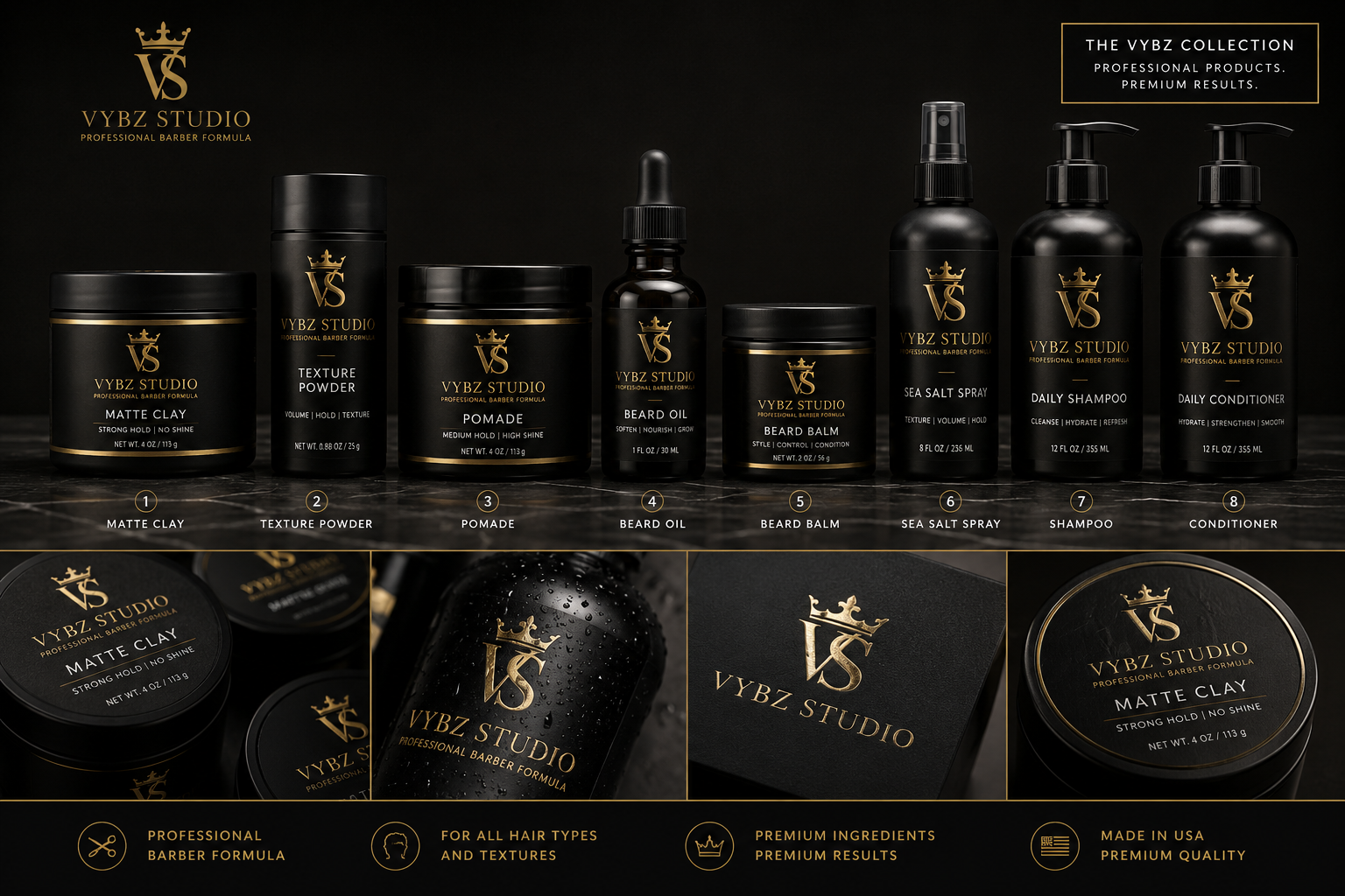 The VYBZ Collection professional barber product line